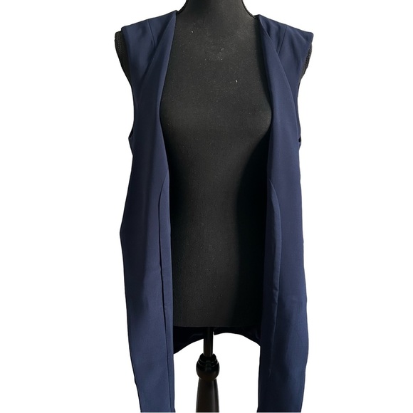 White House Black Market Navy Sleeveless Open Front Vest - Picture 1 of 6